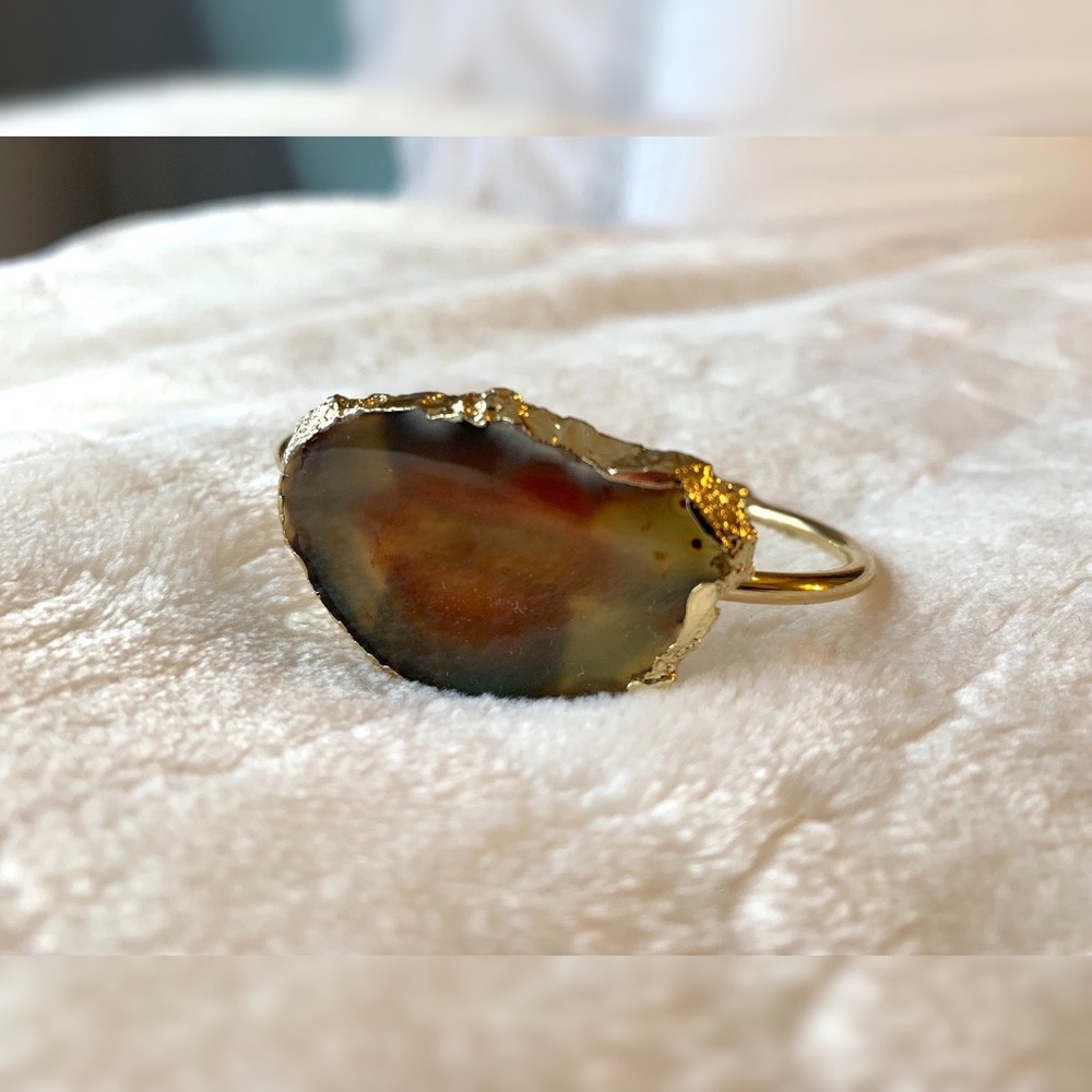 Geode Agate slice boho gold bracelet